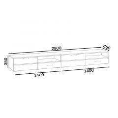 Тумба под ТВ Ларго 1,4 + Ларго 1,4, цвет корпус дуб сонома/фасады МДФ белый глянец, ШхГхВ 280х46х35 см., НЕ универсальная сборка | фото 8