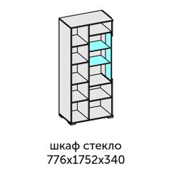 Аллегро-10 Шкаф 2дв. (со стеклом) (дуб крафт золотой-камень темный) | фото 2